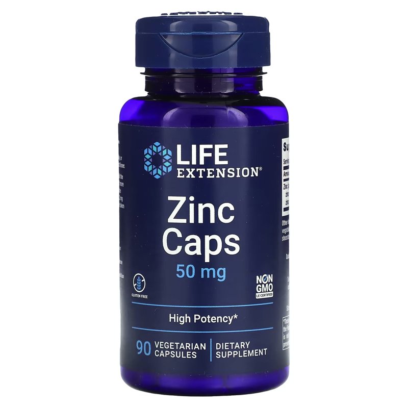 Cápsulas de zinc, Alta potencia, 50 mg, 90 caps