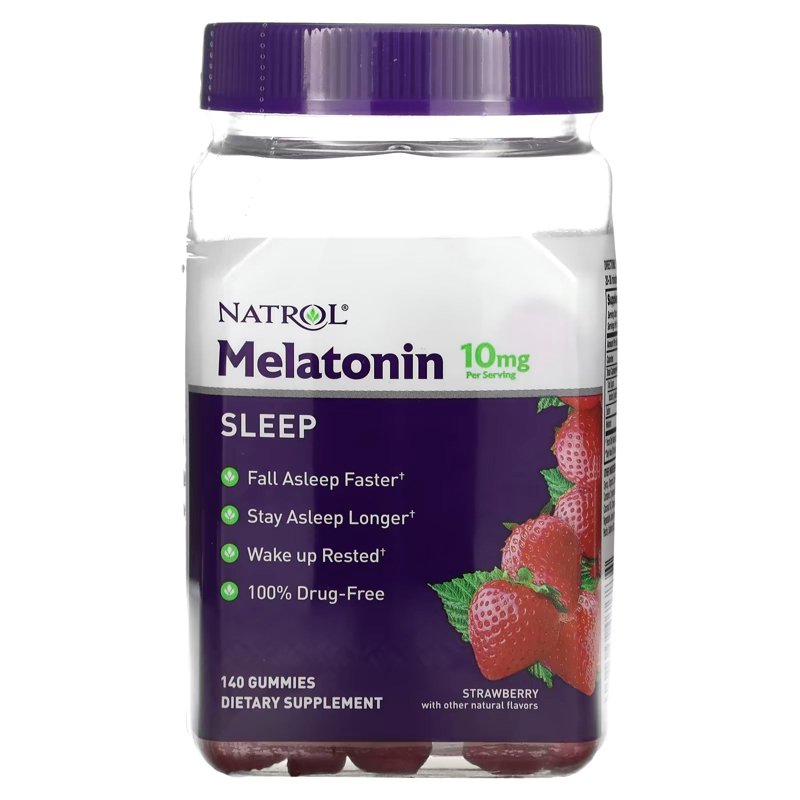 Melatonina, Fresa, 10 mg, 140 gomitas