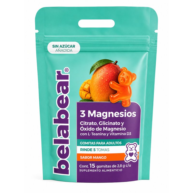 3 Magnesios 15 Gomitas sabor mango